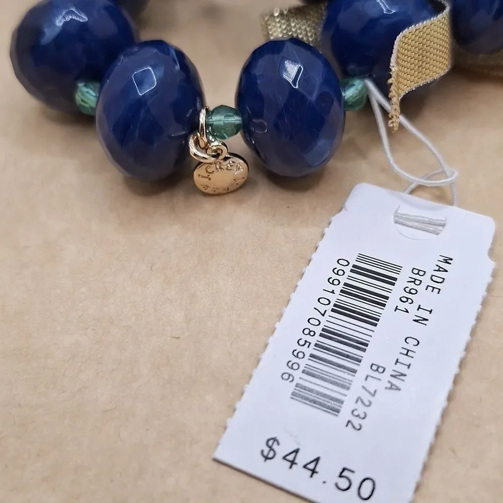 J.Crew Chunky beaded bracelets blue green gold  jewelry